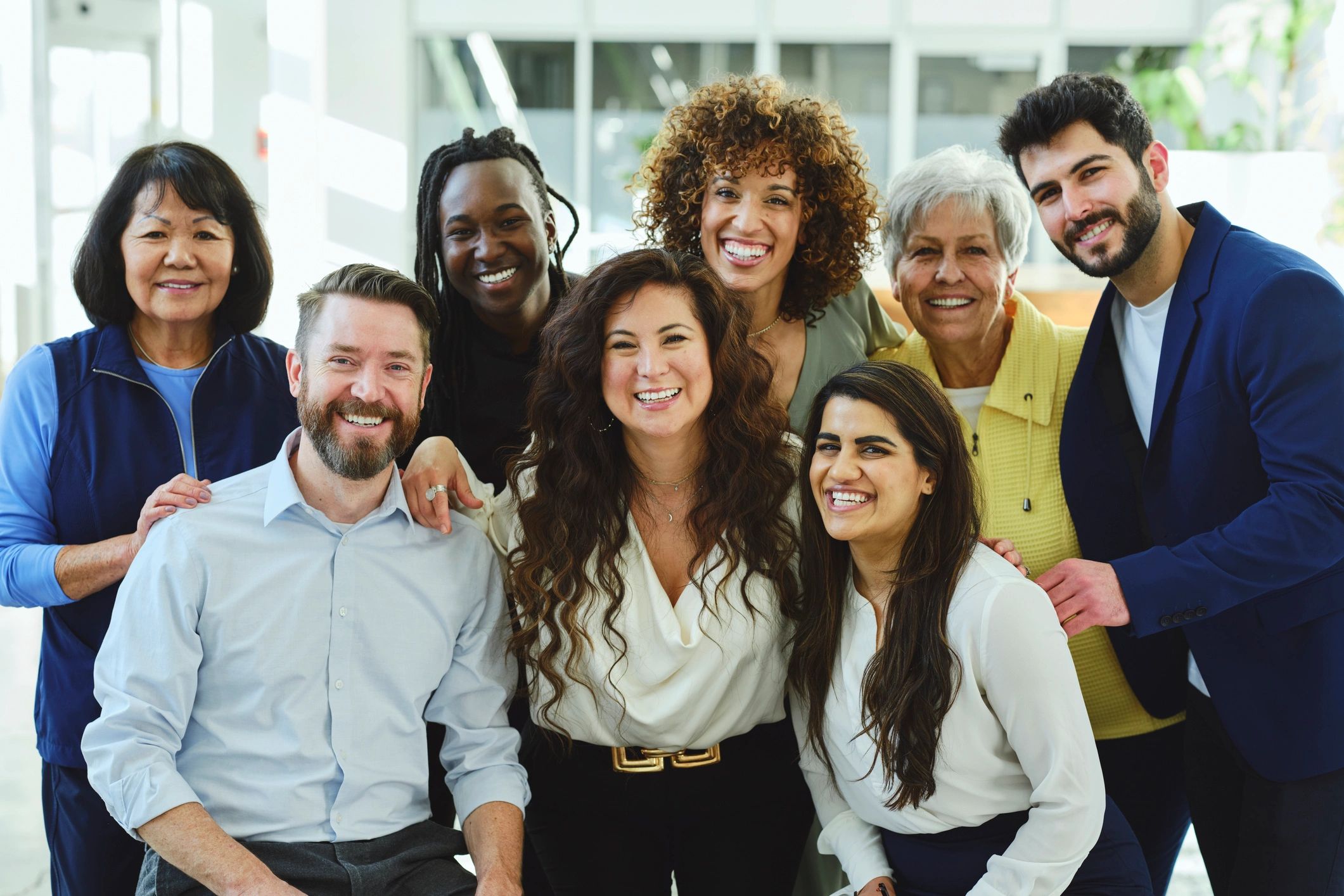 happy diverse office team