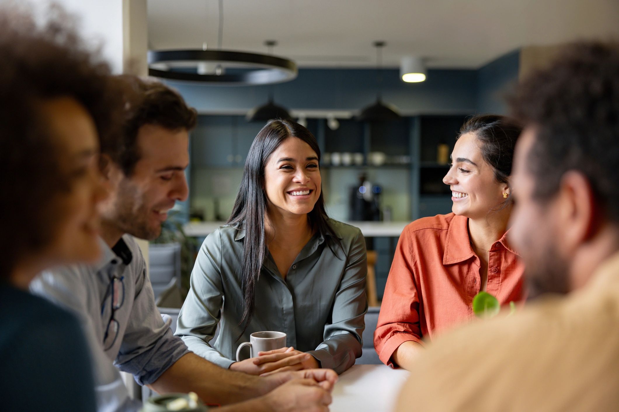 happy diverse office team