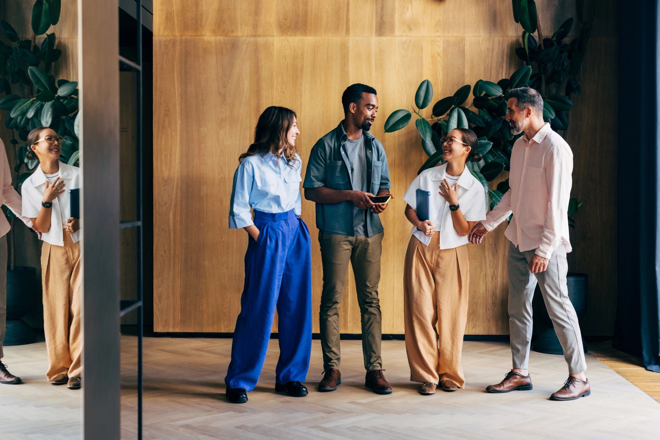 happy diverse office team