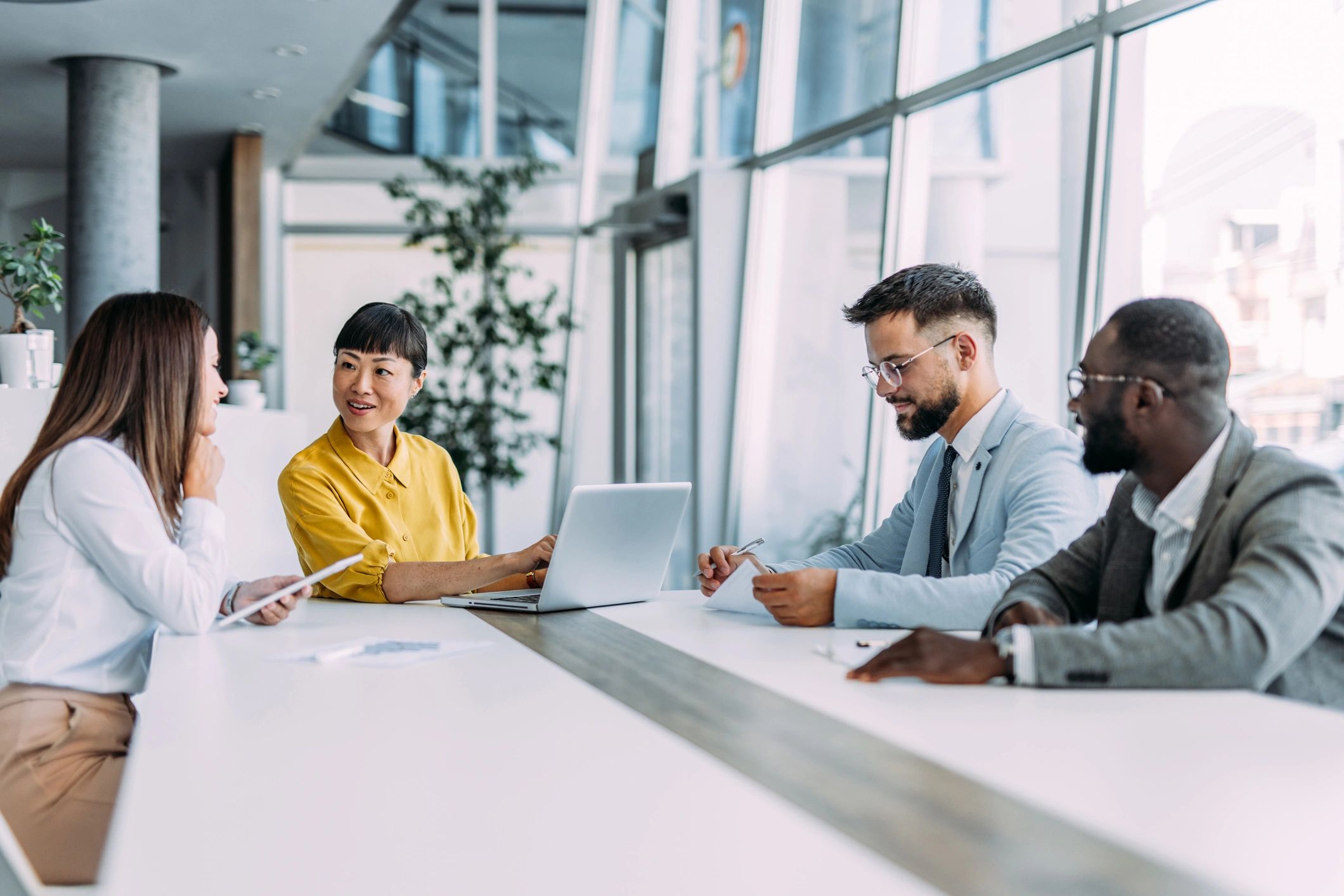 diverse professional HR consulting team modern office
